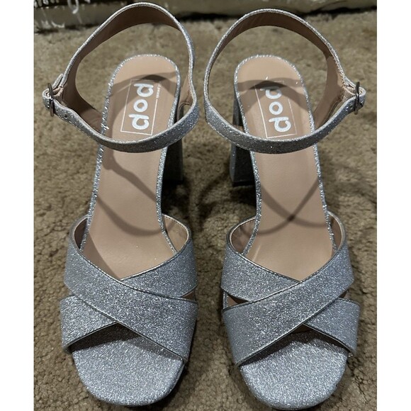 Women's High Heel Chunky Sparkle Heeled Sandals Platform Heels Ankle Strap Sz 10 - Picture 2 of 5